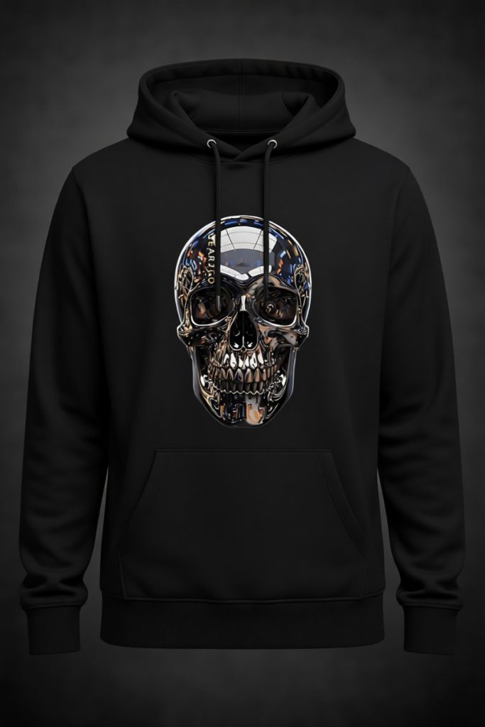Chrome Skull Black Hoodie